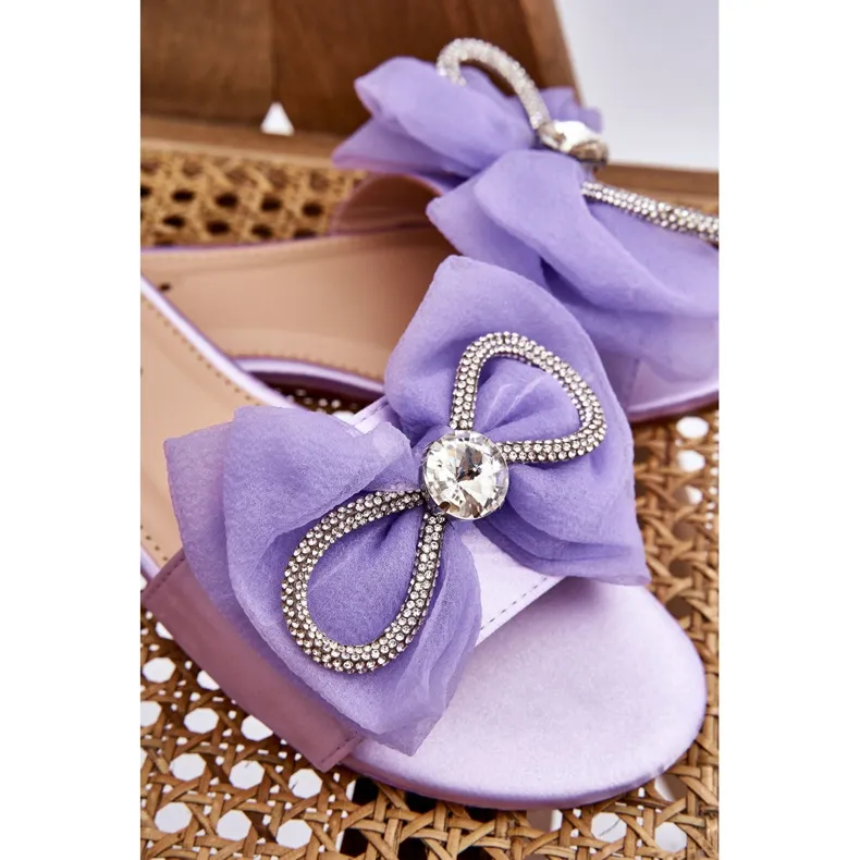 Damesslippers Met Strik En Strass Paarse Jolene