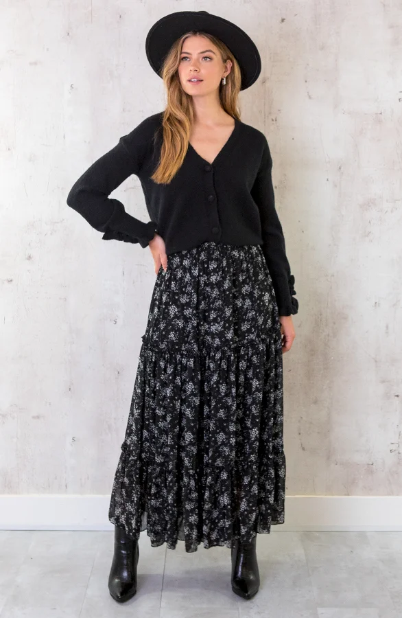 Knopen Ruffle Vest Zwart