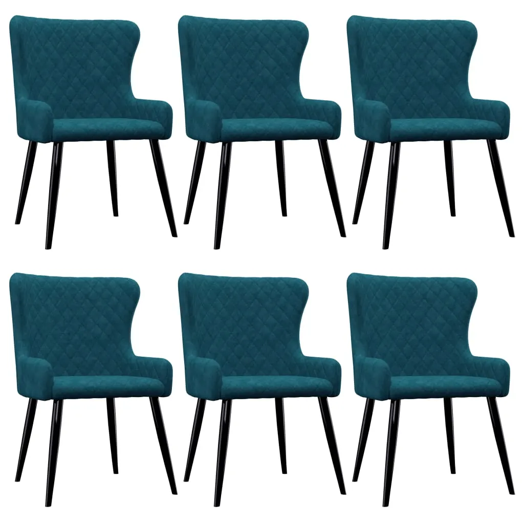 Medina Eetkamerstoelen 6 st fluweel blauw