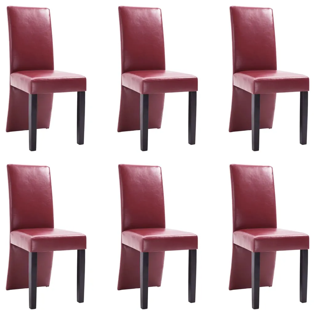 Medina Eetkamerstoelen 6 st kunstleer wijnrood