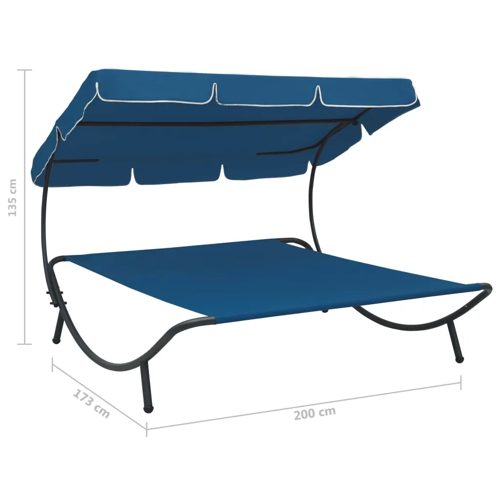 Medina Loungebed met luifel blauw