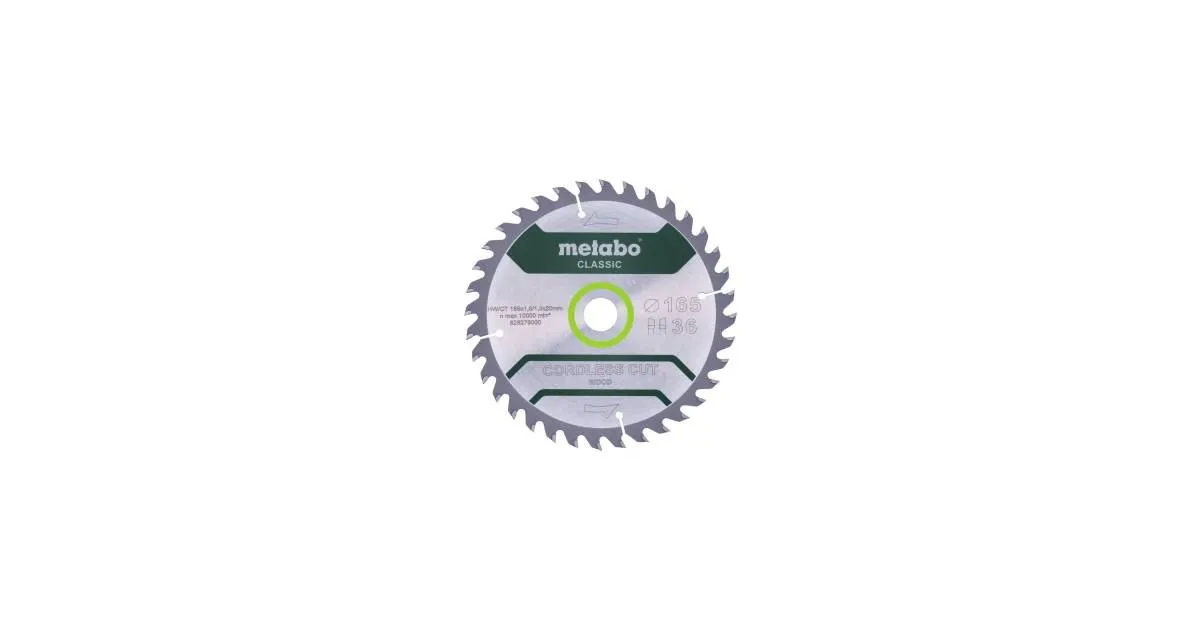 METABO Zaagblad 165 x 20 mm, 36 tanden, 15° CordlessCutClassic 628279000