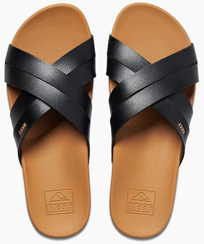 Slipper Reef Women Cushion Spring Bloom Black Tan
