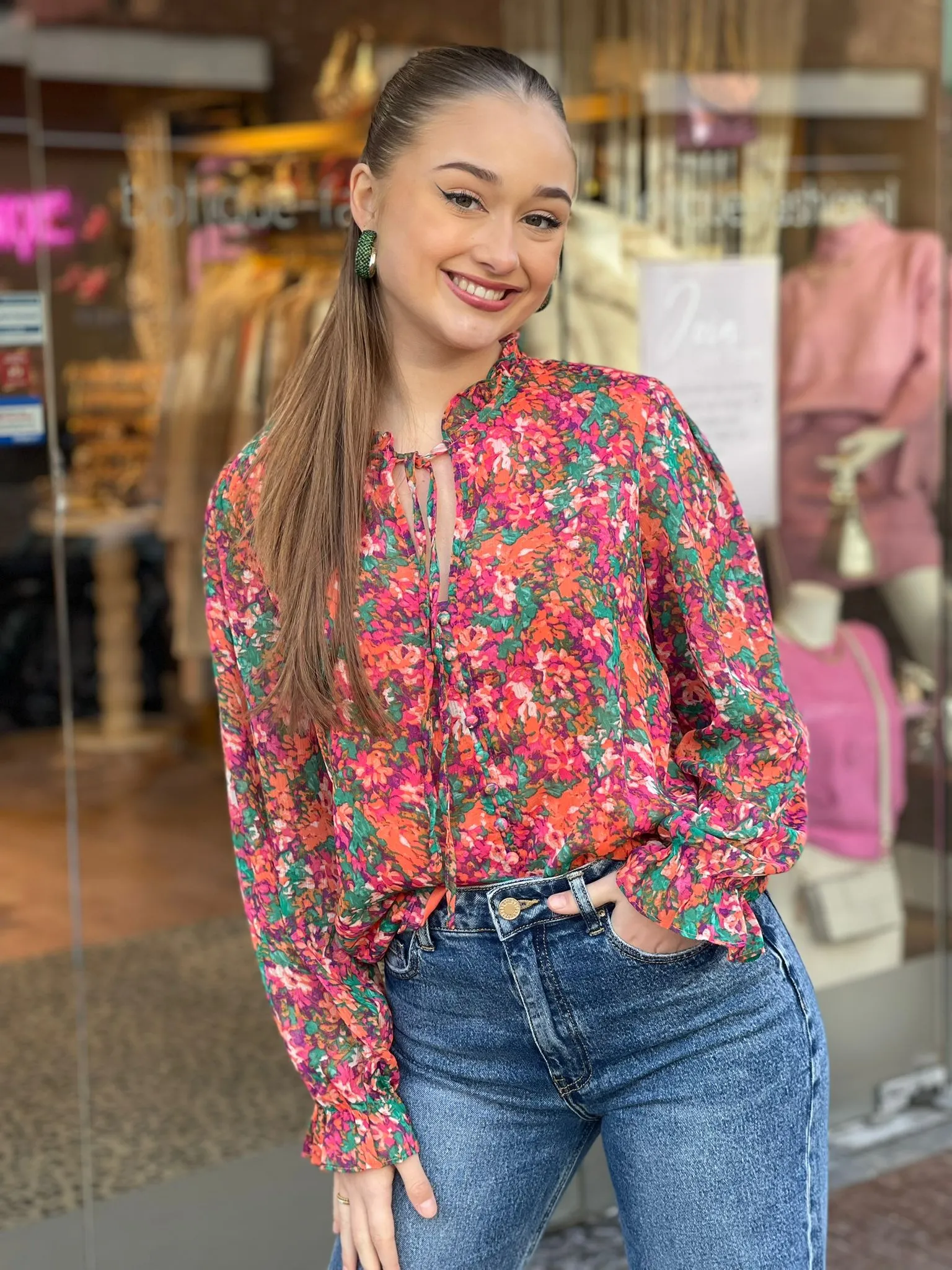 Sweet7 Oorbel Creool Met Crystal Groen