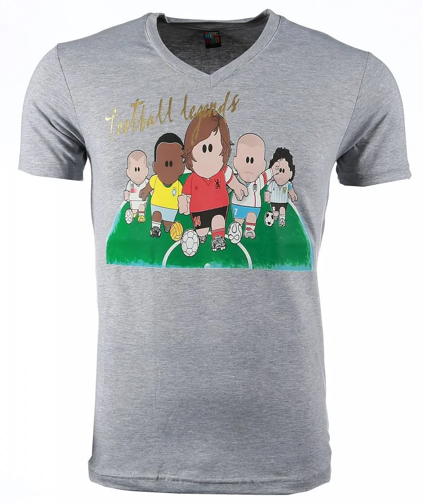 TSHIRT  FOOTBALL LEGENDS PRINT  GRIJS