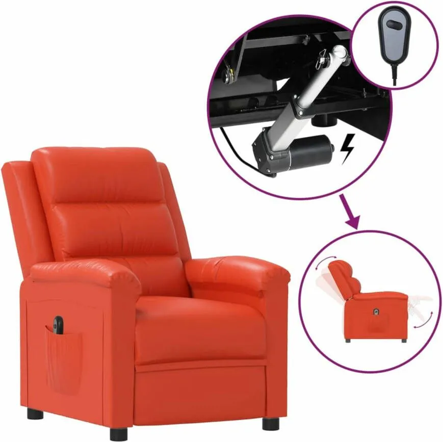 VidaXL Fauteuil Verstelbaar Elektrisch Kunstleer Rood