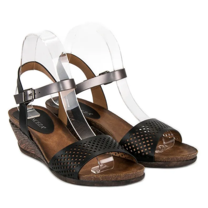 Vinceza sandalen met sleehak zwart