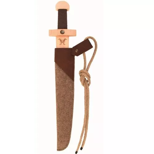 ZWAARD VIKINGEN MET BRUIN GEVEST  EN SCHEDE  48 CM 