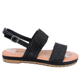 Zwart WL1593 Zwarte gevlochten sandalen